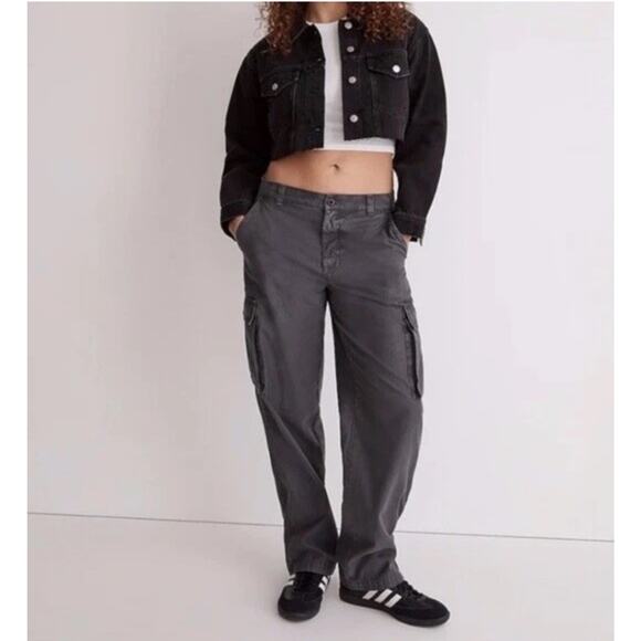 Madewell Garment-Dyed Low-Slung Straight Cargo Gray Pants Size 31 - Picture 1 of 8
